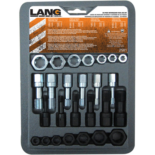 Lang Tools #2581 - Thread Restorer - Tap/Die - Fine/Coarse Thread - SAE - 26-Piece