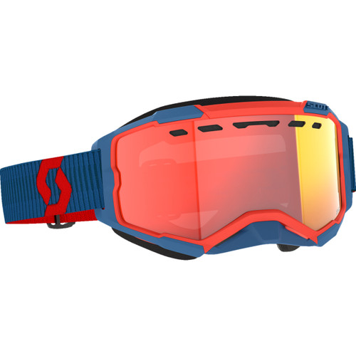 Scott #278604-7698341 - Fury LS Snow Cross Goggle - Dark Blue/Neon Red - Light Sensitive - Red Chrome Lens