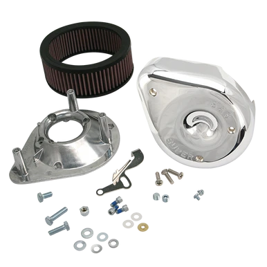 S&S Cycle #17-0440 - Air Cleaner, Kit, Super E/G, Teardrop, Notched, Chrome, 1966-'84 bt