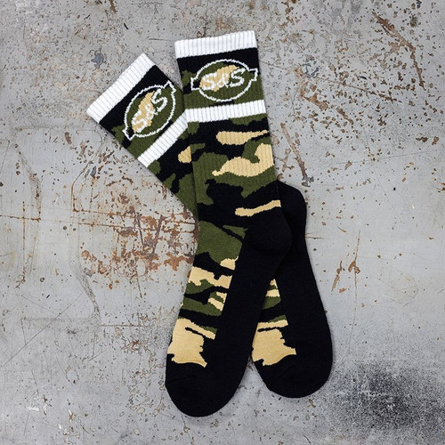 S&S Cycle #510-0932 - Socks, Crew, S&S Logo, Green/Camo