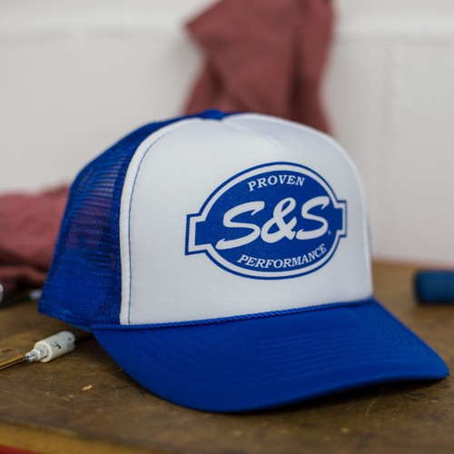 S&S Cycle #510-0563 - Hat, Trucker, S&S Logo, Snapback, One Size Fits All, Blue/White