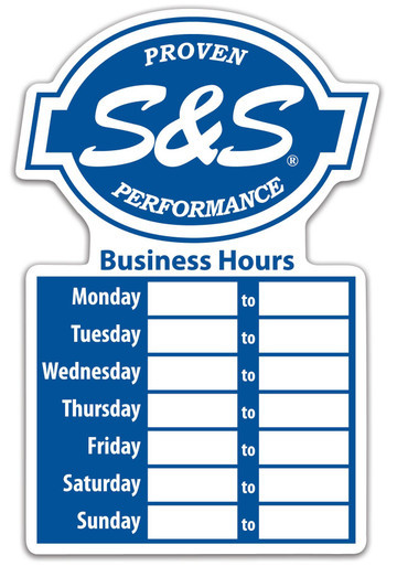 S&S Cycle #51-0211 - Decal, Window, Dealer Business Hours, Static Cling