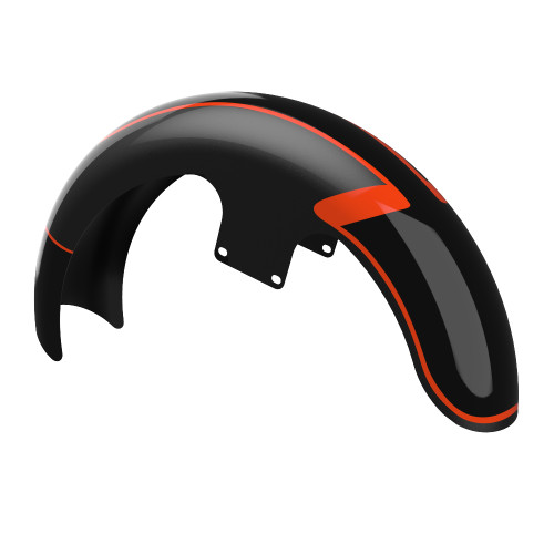 21" Reveal Wrapper Hugger Front Fender For '09-'23 Harley Touring — Black Earth and Vivid Black