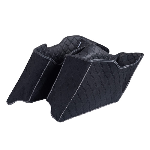 Custom Stitching Liner Kit Fit for 2014+ OEM Tapered Stretched Saddlebag Bottoms — Black Stitching