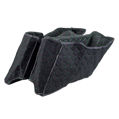 Custom Stitching Liner Kit Fit for 2014+ OEM Tapered Stretched Saddlebag Bottoms — Green Stitching