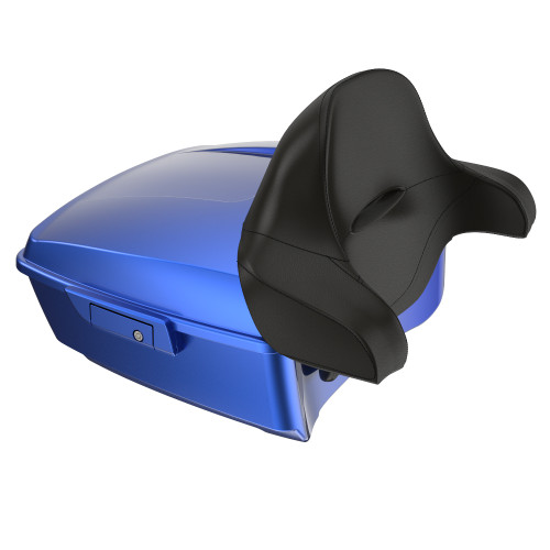 Advanblack King Rear Tour Trunk Pack For '97-'26 Harley Touring / Softail — Aurora Blue Denim