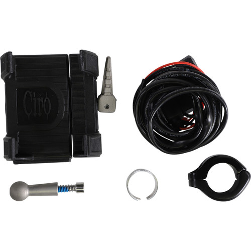 Ciro #50213 - Phone Holder w/Charger - 7/8"-1" Handlebar Mount - Black