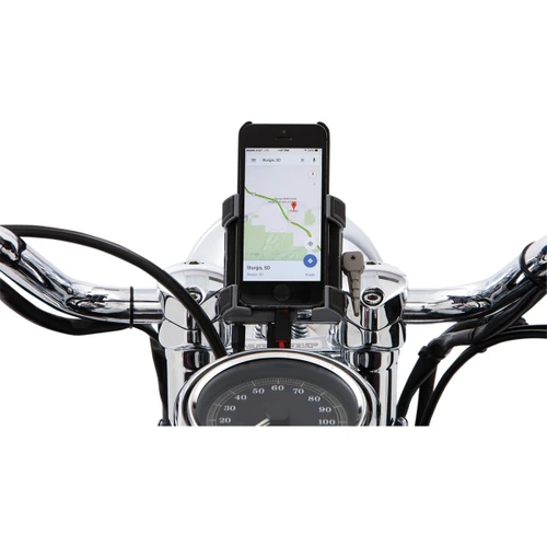 Ciro #50213 - Phone Holder w/Charger - 7/8"-1" Handlebar Mount - Black
