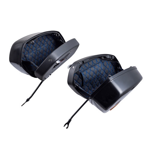 Advanblack Custom Stitching Saddlebag Liners for '18-'24 Harley® Low Rider ST / Sport Glide — Blue Stitching