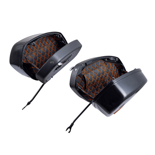 Advanblack Custom Stitching Saddlebag Liners for '18-'24 Harley® Low Rider ST / Sport Glide — Orange Stitching