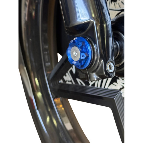 Paul Yaffe Bagger Nation #PYO:YAXLE-07-HT-BE - Y-Axle with Turret Style Axle Cover Kit - Custom - Front - Blue - 1"