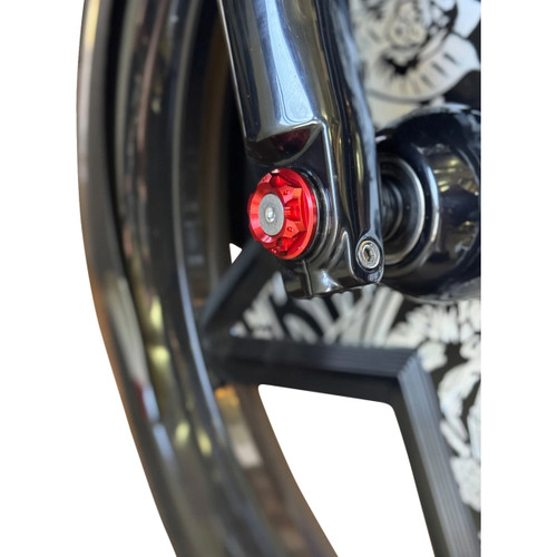 Paul Yaffe Bagger Nation #PYO:YAXLE-07-HT-RD - Y-Axle with Turret Style Axle Cover Kit - Custom - Front - Red - 1"