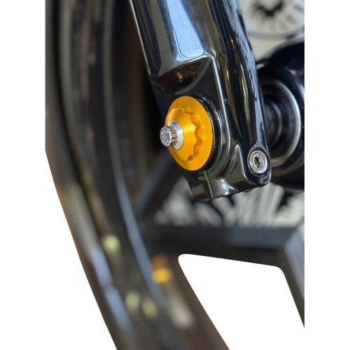 Paul Yaffe Bagger Nation #PYO:YAXLE-07-TP-GD - Y-Axle with 12 Point Style Axle Cover Kit - Custom - Front - Gold - 1"