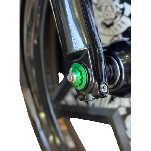 Paul Yaffe Bagger Nation #PYO:YAXLE-07-TP-GN - Y-Axle with 12 Point Style Axle Cover Kit - Custom - Front - Green - 1"