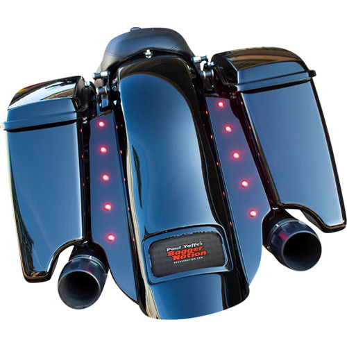 Paul Yaffe Bagger Nation #PYO:KIT-3PC-DO-STD-B - Swoop Rear Fender - With Side Covers - Black Plate Frame - Lightning Bolts - HD Touring