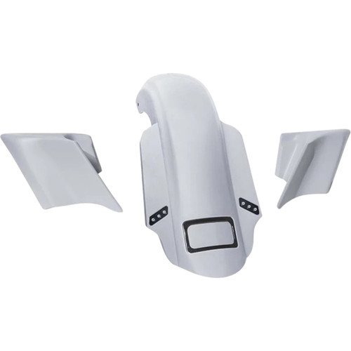 Paul Yaffe Bagger Nation #PYO:KIT-3PC-DOSTRTPB - Rear Fender Kit - With Side Covers - Black Plate Frame - Thunder Bolts