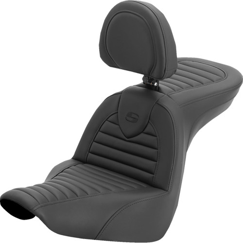Saddlemen #818-29-202B0 - Roadsofa™ Seat - with Backrest - Tuck-n-Rolll - FL/FX '18-'26