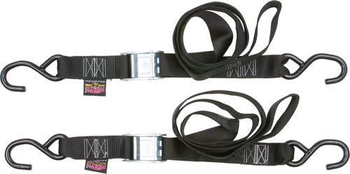 Powertye #28622 - Tie-down CAM S-hook 1.5"x5.5' Black Pair