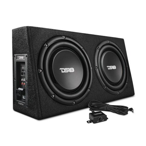 DS18 PU210A - 10" Active Subwoofer Shallow Enclosure with 10" Passive Subwoofer For Pickup Trucks