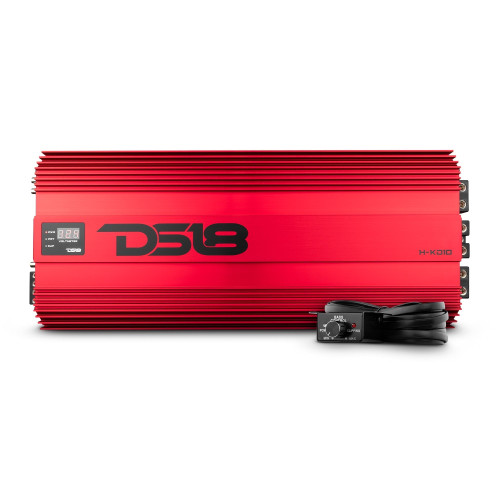 DS18 H-KO10/RD - HOOLIGAN KO Red 1-Channel Amplifier with Voltmeter 10000 Watts Rms @ 1-Ohm Made In Korea