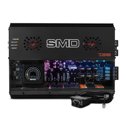DS18 SMD-300.4AB - SMD 4-Channel Class AB Amplifier with VM-1 Voltmeter and Digital LED Lights 4 x 300W at 2-Ohm - Steve Meade Designs