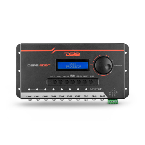 DS18 DSP2.8DBT - 2-Channel In and 8-Channel Out Digital Sound Processor (DSP) with Bluetooth and LCD Screen
