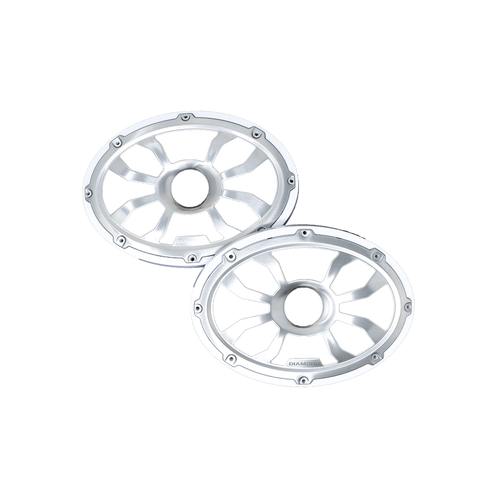 Diamond Audio HXM69FGW - 6"x 9" Flush Mount Speaker Grills Brushed Aluminum/White (Pair) - HXM69FGW