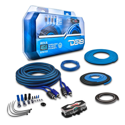 DS18 AKIT4.BL - 4-GA Amplifier Installation Wiring Kit - Blue