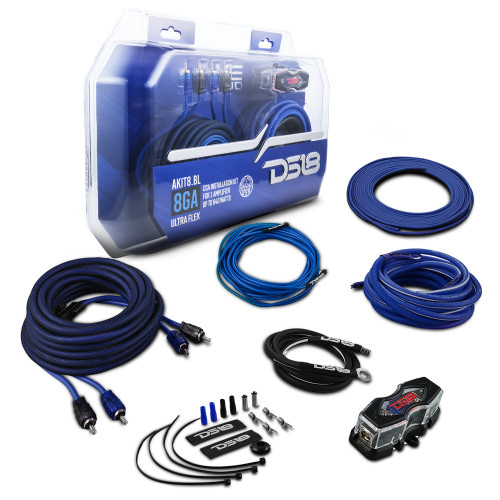 DS18 AKIT8.BL - 8-GA Amplifier Installation Wiring Kit - Blue