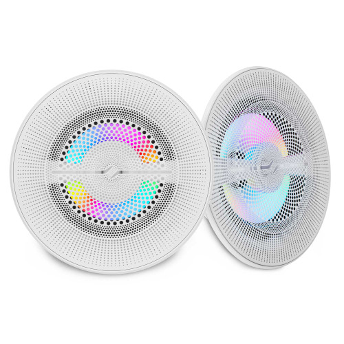 DS18 NXL-LXY6/WH - Luxury 6.5” 2-Way Marine Coaxial Speaker with Digital LED Lights and Flush Magnetic Mount Grille | 150W RMS 4-Ohm