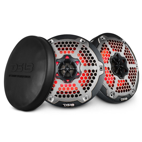 DS18 CF-65M - NXL 6.5" 2-Way Coaxial Marine Speaker With LED RGB Lights 100 Watts Rms 4-Ohm - Black Carbon Fiber