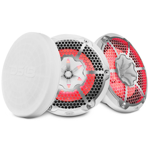 DS18 NXL-10M/WH - NXL 10" 2-Way Coaxial Marine Speaker with RGB LED Lights 200 Watts Rms 4-Ohm