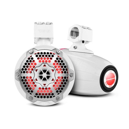 DS18 NXL-X6TPNEO/WH - NXL 6.5" Neodymium Marine and Powersports Towers with Built-in Passive Radiator, 1" Driver and LED RGB Lights 150 Watts Rms -White