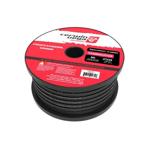 Cerwin Vega SW16G250 - 16 Gauge Black w/Red Edge OFC Speaker Wire 250Ft Spool - SW16G250