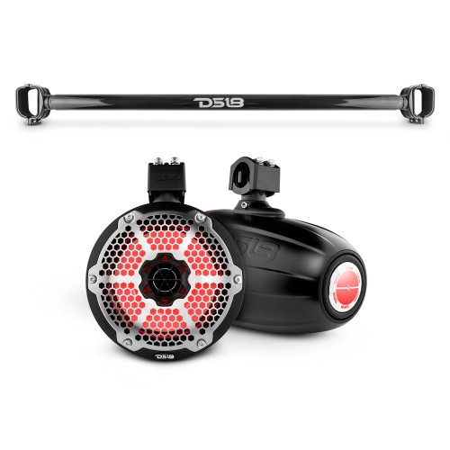 DS18 BRO-TUBE/BK + NXL-X8TPNEO/BK - Bronco 6th Gen Mounting Tube Bundle with Dual 8" Marine Tower Speakers with RGB LED Lights