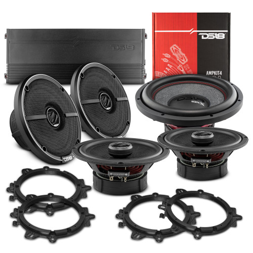 DS18 PKG-ZXI62SUB1 - Car Audio + Bass Bundle: 6.5" Coaxial Speakers and 12" Subwoofer with Amplifier and Installation Kit