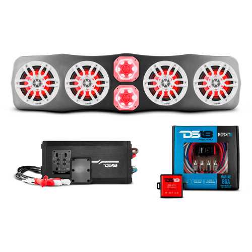 DS18 RCBAR46-37-RZRPKG-BK - Polaris RZR/RZR PRO Soundbar With Amplifier and Installation Kit - Loaded with 4x 6.5" Marine Speakers & 2x 4" Super Bullet Tweeters