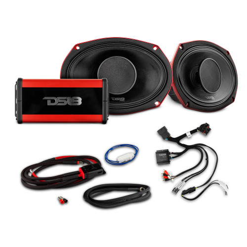 DS18 VS-HARLEY1 - 2014-Up Harley-Davidson Street Glide or Road Glide Rear Upgrade Package - 2x PRO Mid-Range w/ Driver | 1x Marine Amp
