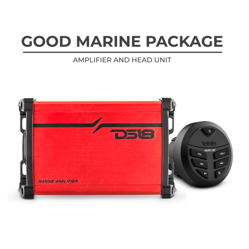 DS18 MP.4AGOODPKG - Good Marine Audio Package - Head Unit & 4 Channel Amplifier