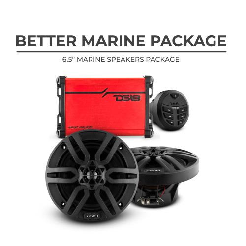 DS18 MP.4ABETTERPKG/B - Better Marine Audio Package - 2 X 6.5" Speakers with Head Unit & 4 Channel Amplifier