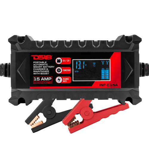 DS18 INF-C15A - 15 AMP Automatic Smart Lithium and AGM Car Battery Charger & Maintainer