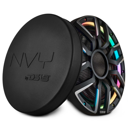 DS18 NVY-M12SUB/BK - 12" Neodymium Marine & Powersport Subwoofer with Digital LED Lights and Carbon Fiber Cone | 800W RMS 4-Ohm
