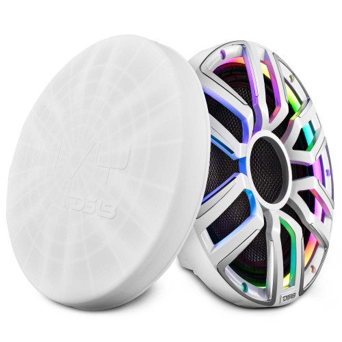 DS18 NVY-M12SUB/WH - 12" Neodymium Marine & Powersport Subwoofer with Digital LED Lights and Carbon Fiber Cone | 800W RMS 4-Ohm