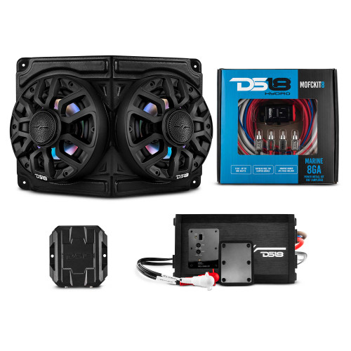 DS18 EN-OSP62-RZRPKG - Polaris RZR / RZR PRO Overhead Enclosure With Amplifier and Installation Kit - Loaded with 2x 6.5" 2-Way Marine Speakers With Digital LED Lights