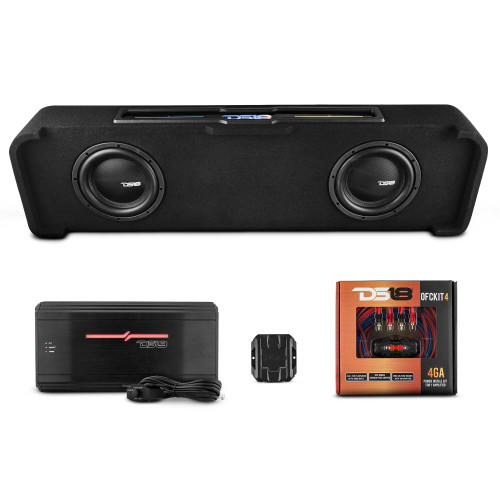 DS18 EXCL-SILVERADOBASS.DF/14-21.LDPKG - Chevy Silverado Down Firing Loaded Subwoofer Enclosure with Dream LED Lights, Amplifier and Wiring Kit