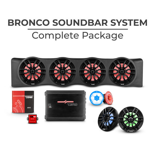 DS18 BRO-SBARPKG/BKM - Bronco 6th Gen 4 Door Rear Mount Sound Bar System Complete Package.