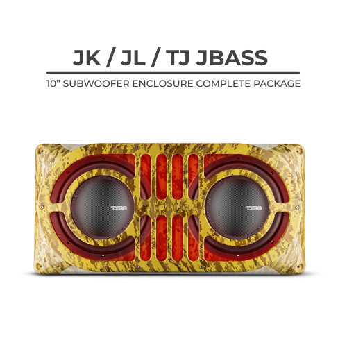 DS18 JBASSTACTICOMBOTN - Jeep Wrangler TJ, JK & JL Shallow Subwoofer Tactical Package -  TAN EDITION