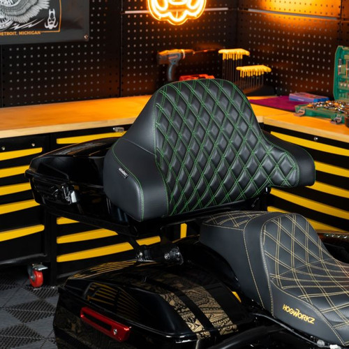 Custom Color HOGWORKZ® Diamond Stitched Chopped Tour Pack Backrest Pad