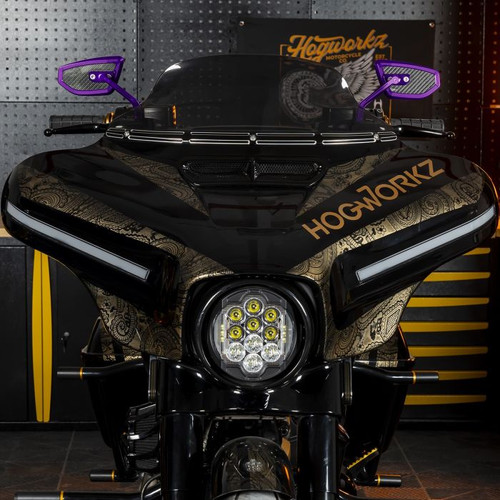 Custom Color HOGWORKZ® Anodized Performance Mirrors w/ Carbon Inlay