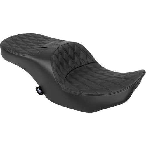 Drag Specialties Seats - Forward Position Freedom Seat - Vinyl/Solar Leather - Black Double Diamond Stitch - FLH/FLT '23-'25